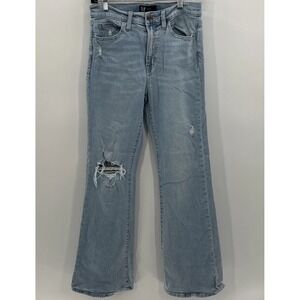 GAP Jeans Womens 4 Blue Denim 70s Flare High Rise Stretch Retro 28x30 1/2 T Fade